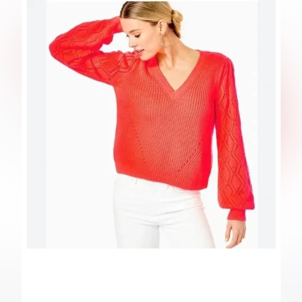 NWOT Lilly Pulitzer Luletta Sweater, Spicy Coral, Size XS
